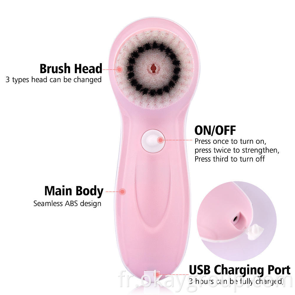 Brosse nettoyante pour le visage exfoliante et nettoyante en profondeur brosse nettoyante pour le visage électrique rechargeable